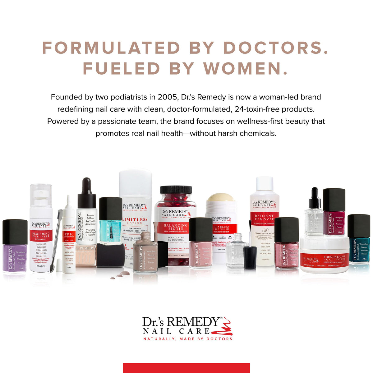 Dr.'s Remedy hand model wearing brave berry showing salon-like finish and strength