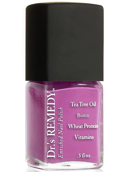 Dr.'s Remedy front bottle showing vibrant magenta and glossy finish benefit