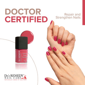 Dr.'s Remedy brush stroke of peaceful pink coral showing smooth application benefit