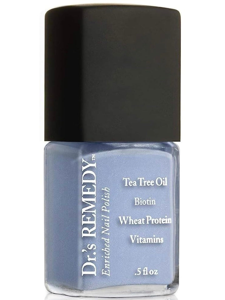 Dr.'s Remedy bottle front packaging showing periwinkle gloss and brand clarity