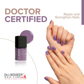 Dr.'s Remedy PLUCKY Plum brush stroke showing smooth application and even coverage