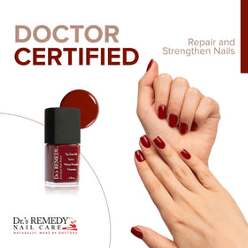 Dr.'s Remedy brush applying REMEDY Red stroke for smooth, even coverage benefit