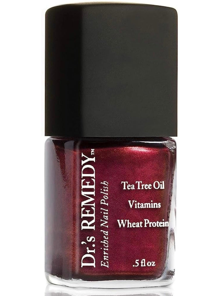 Dr.'s Remedy front packaging showing ruby red polish and glossy finish benefit