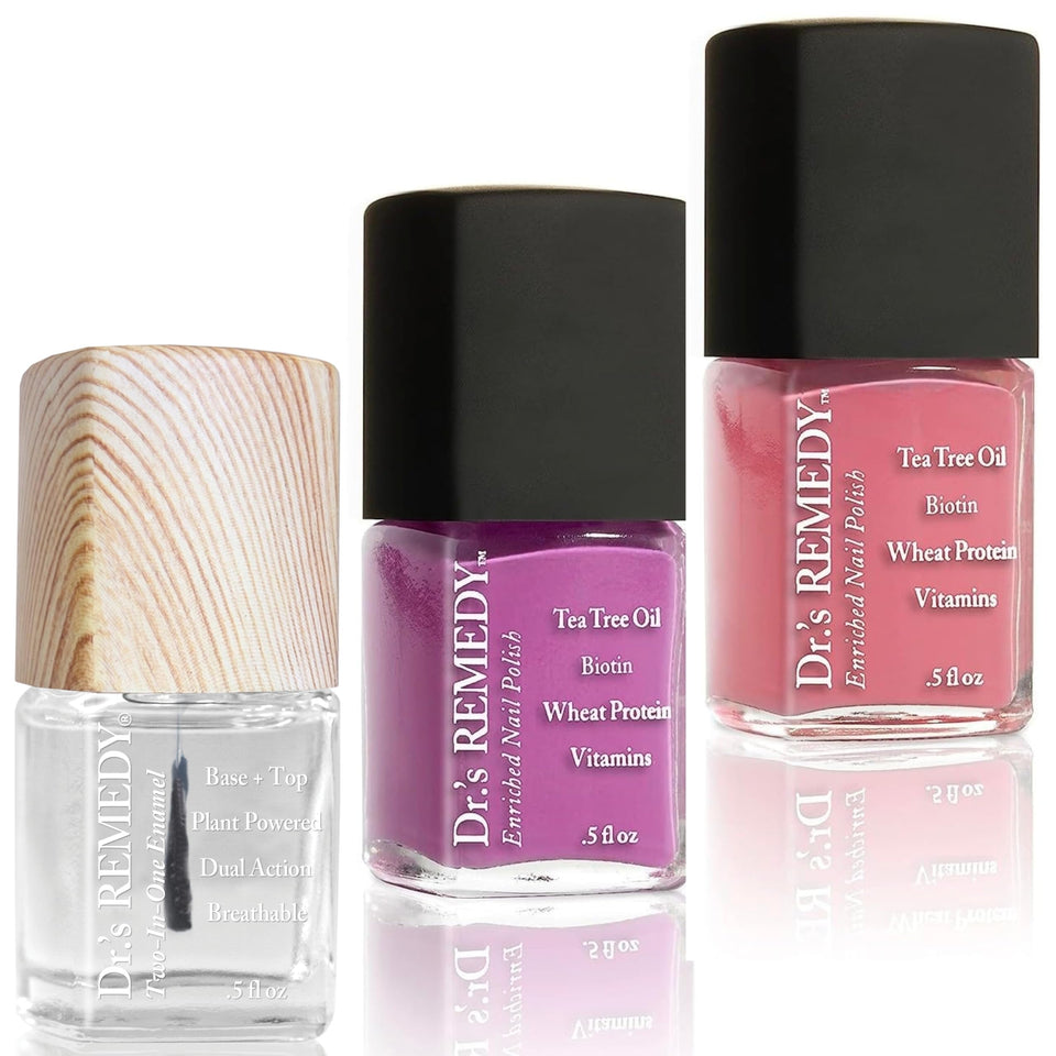 Dr.'s Remedy three-pack front view showing packaging and colors, presents cohesive set benefit