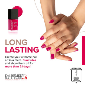 Close-up texture of Dr.'s Remedy polish surface showing even film and strengthened nails benefit