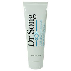 Dr Song front packaging of 2.5% benzoyl peroxide 8 oz showing label and pump for easy use