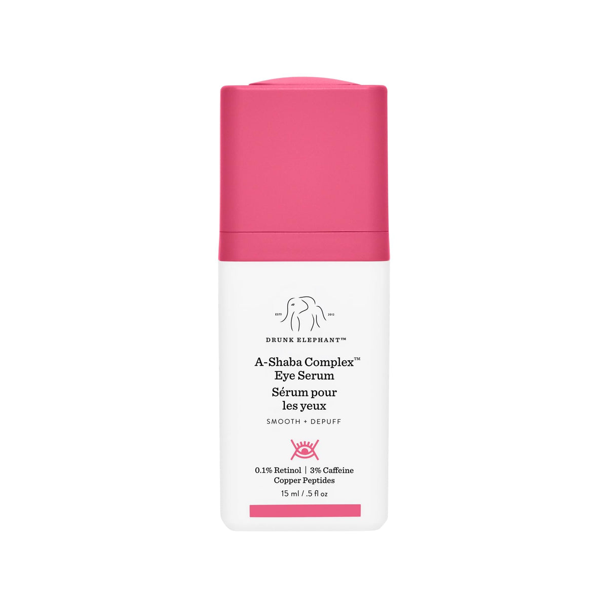Drunk Elephant front packaging view showing bottle and benefits