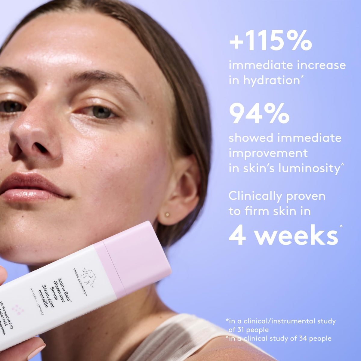 Drunk Elephant Amino Rain clear gel texture close-up highlighting lightweight hydration benefit