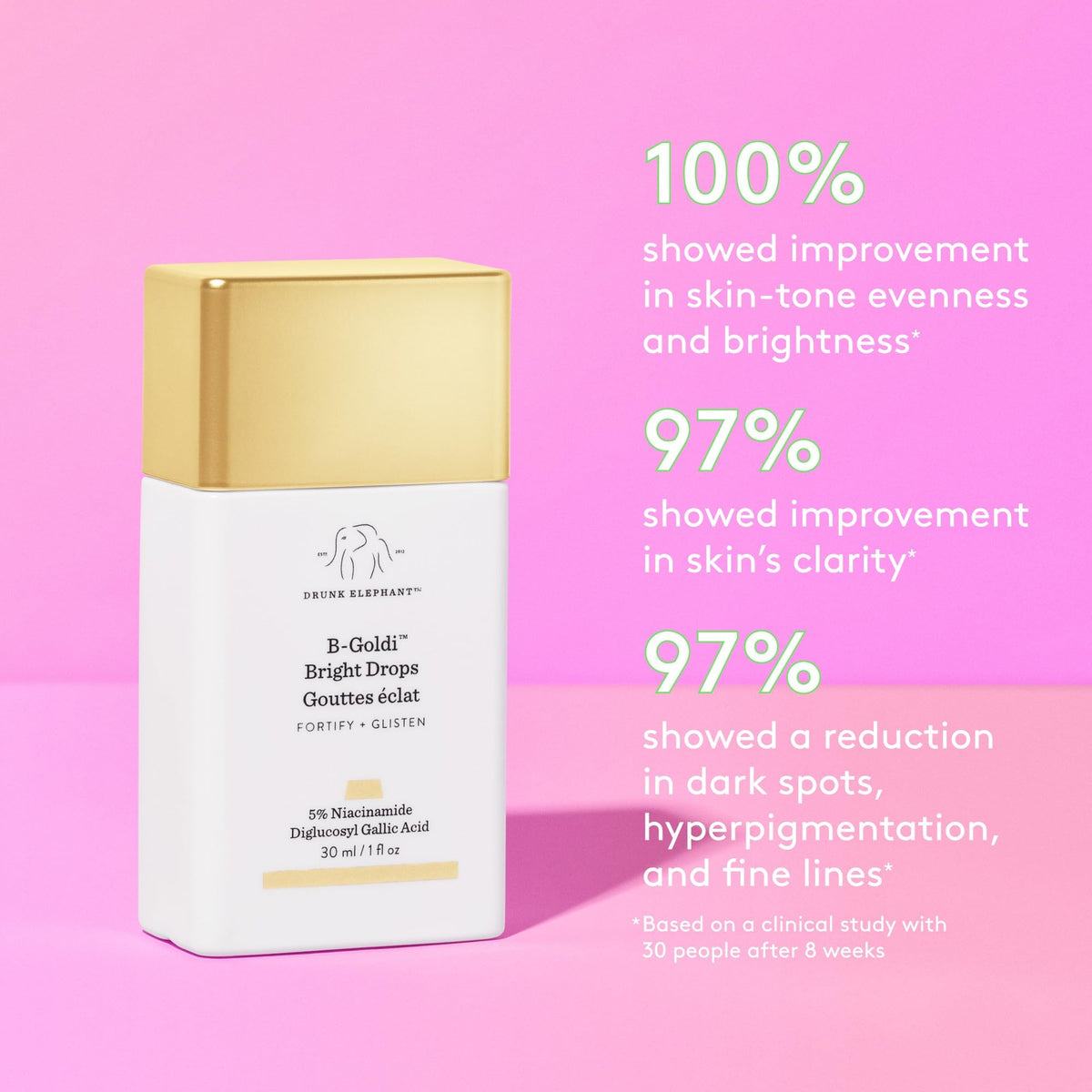 Drunk Elephant close-up serum texture showing smooth luminous finish