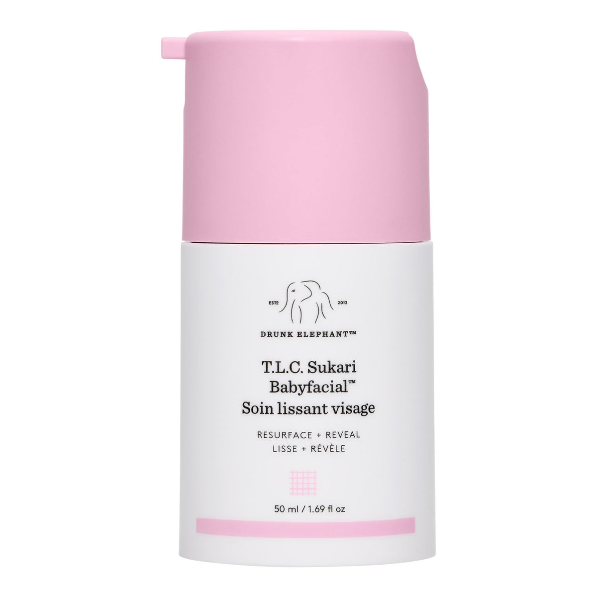 Drunk Elephant front packaging showing jar and clear branding for recognition