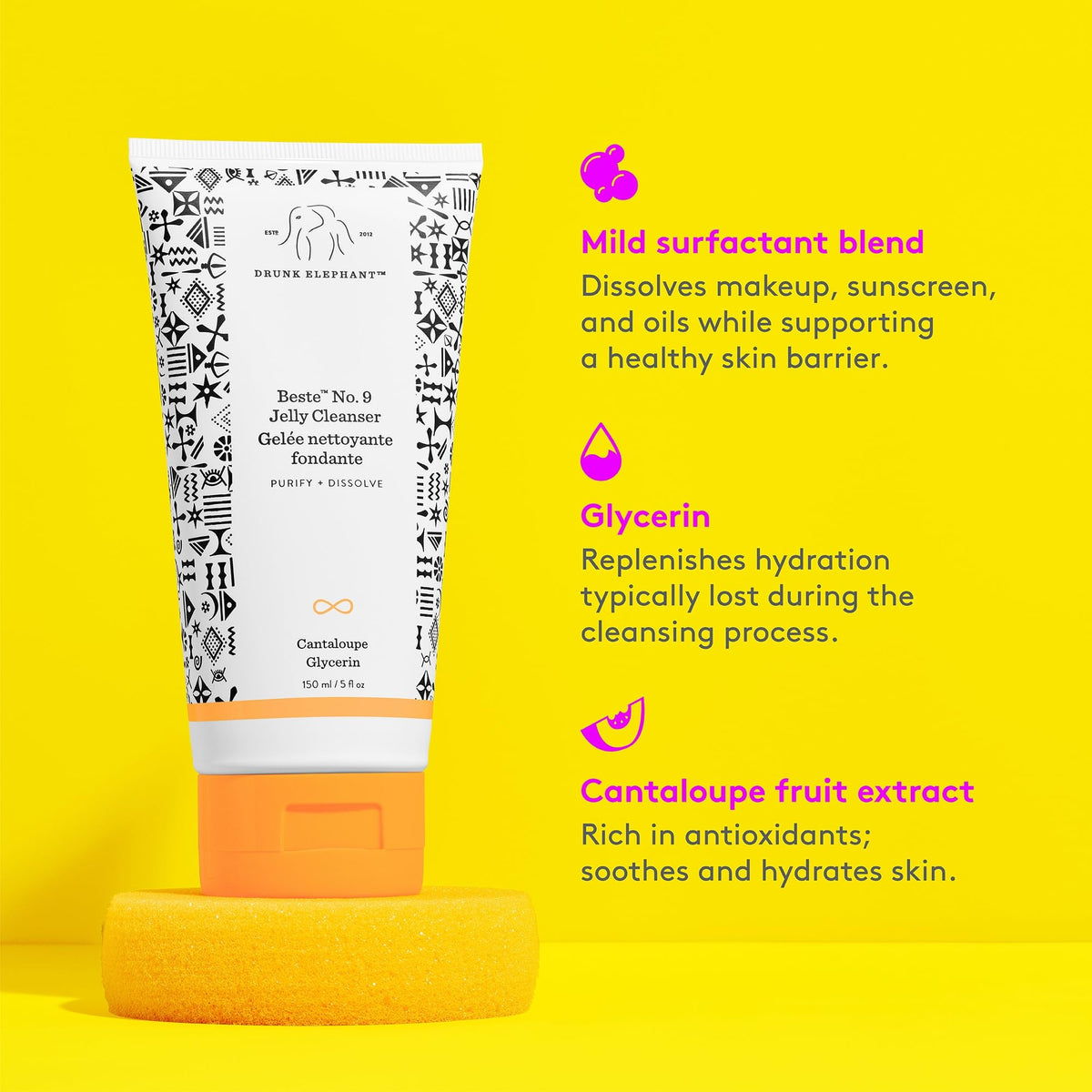 Drunk Elephant bottle beside a passport showing travel-size portability benefit