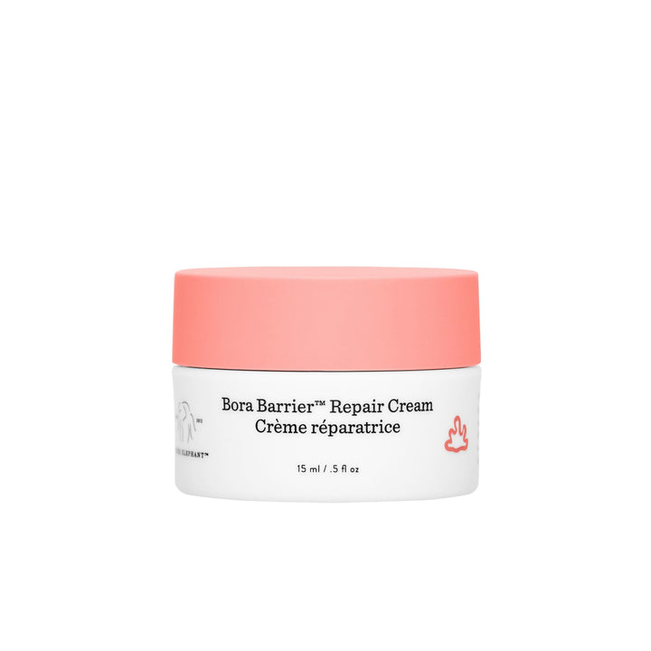 Drunk Elephant front jar showing product packaging and travel-ready size benefit