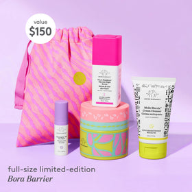 Drunk Elephant Bora Barrier limited-edition jar close-up emphasizing rich hydration and full-size value