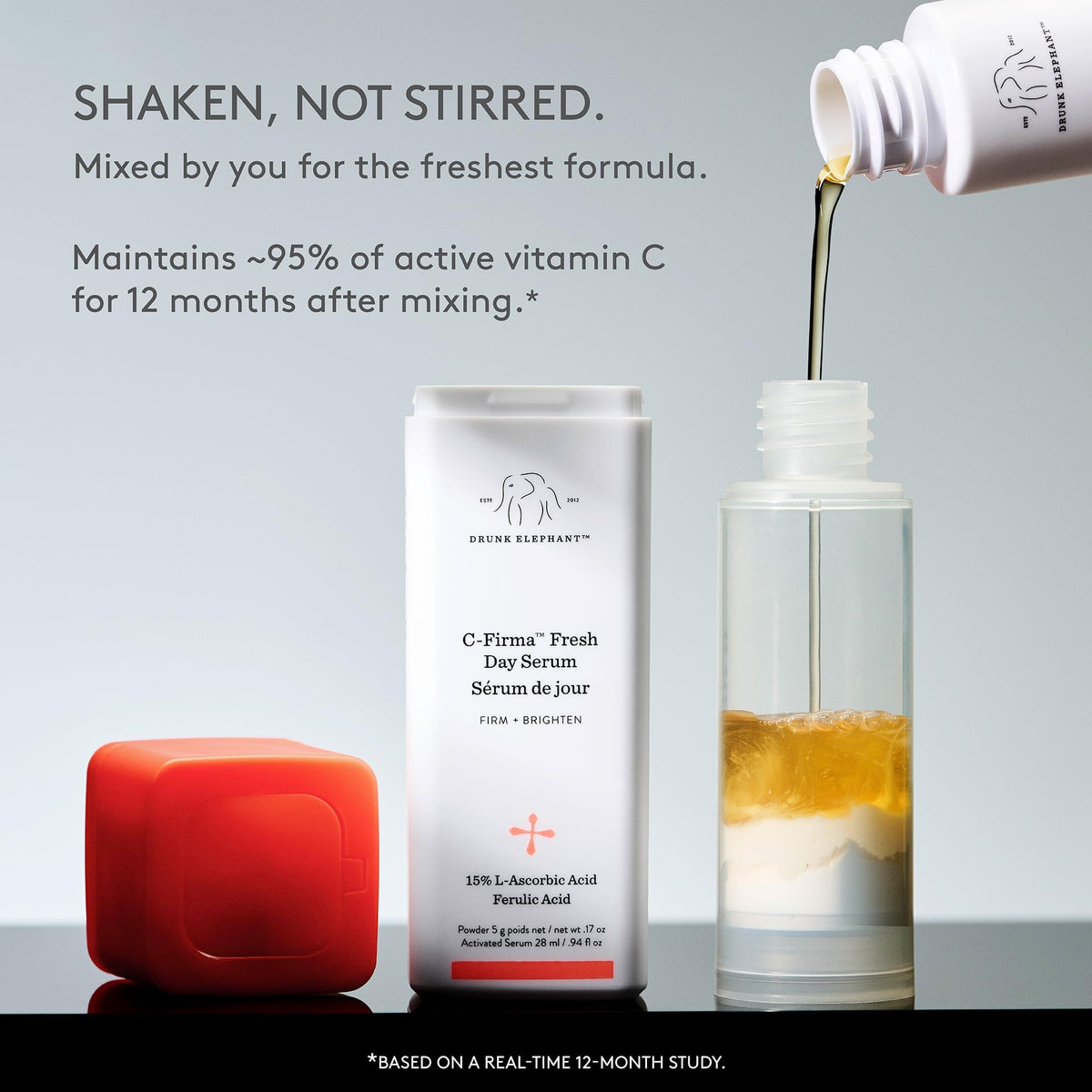 Drunk Elephant label close-up listing key ingredients to show transparent formulation