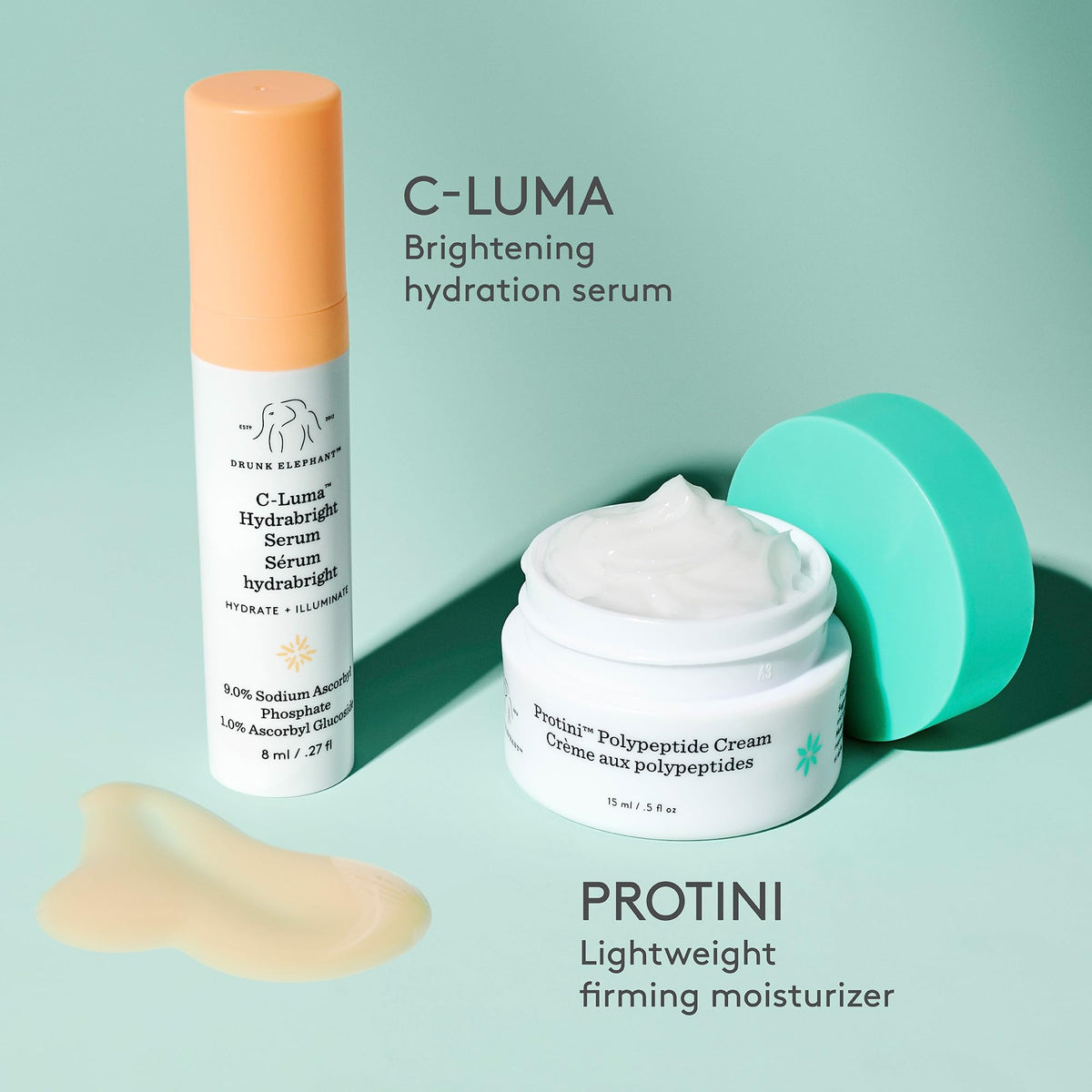 Drunk Elephant C-Luma serum pump close-up highlighting gentle vitamin C