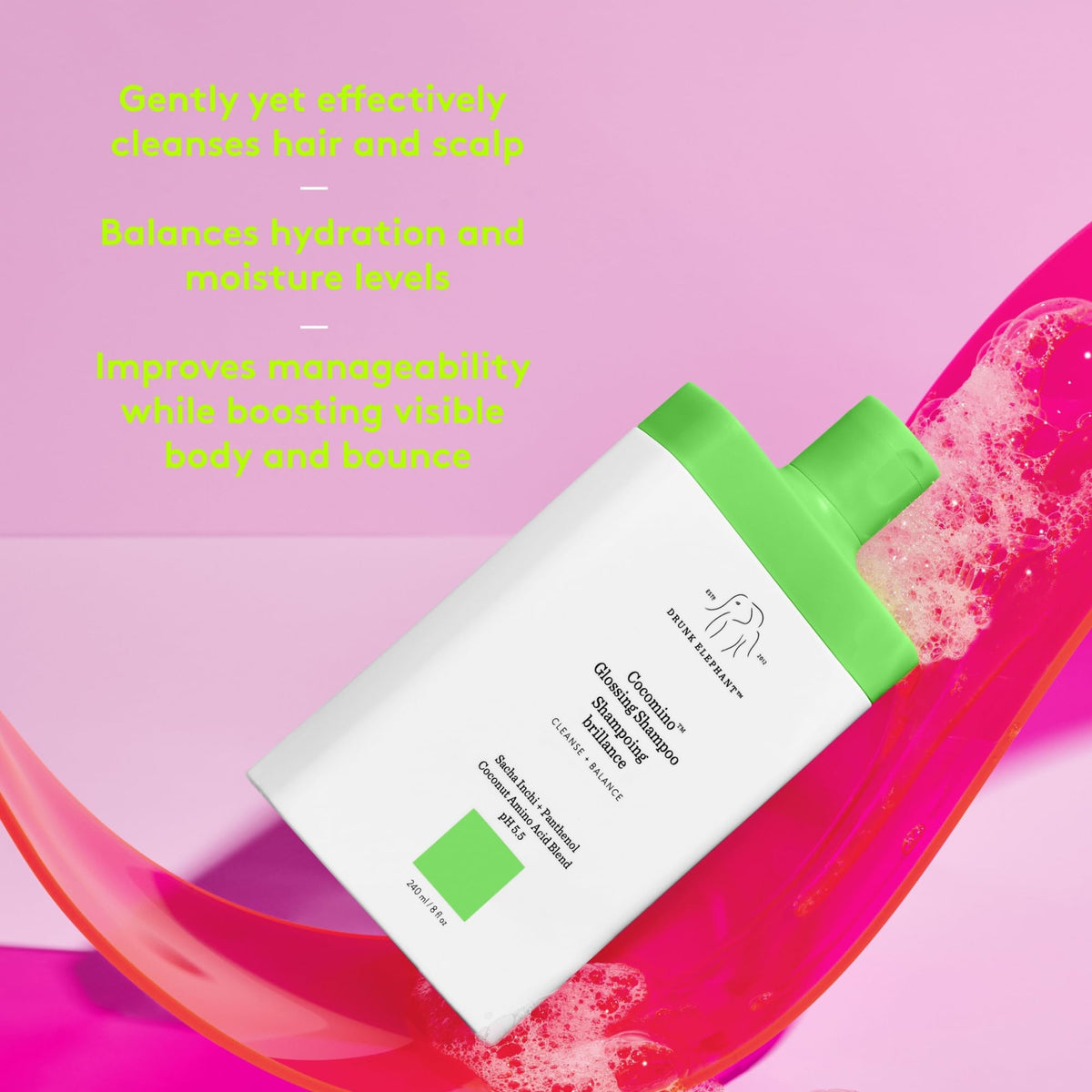 Drunk Elephant creamy lather texture demonstrating gentle foaming and cleansing