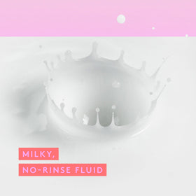 Drunk Elephant creamy milky texture poured to show gentle dissolving action
