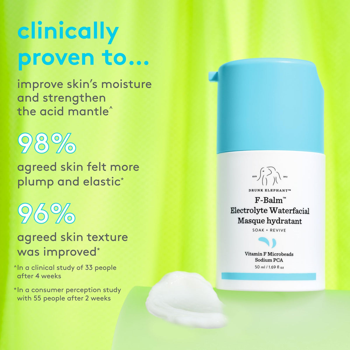 Drunk Elephant gel-cream texture close-up showing lightweight finish and quick absorption