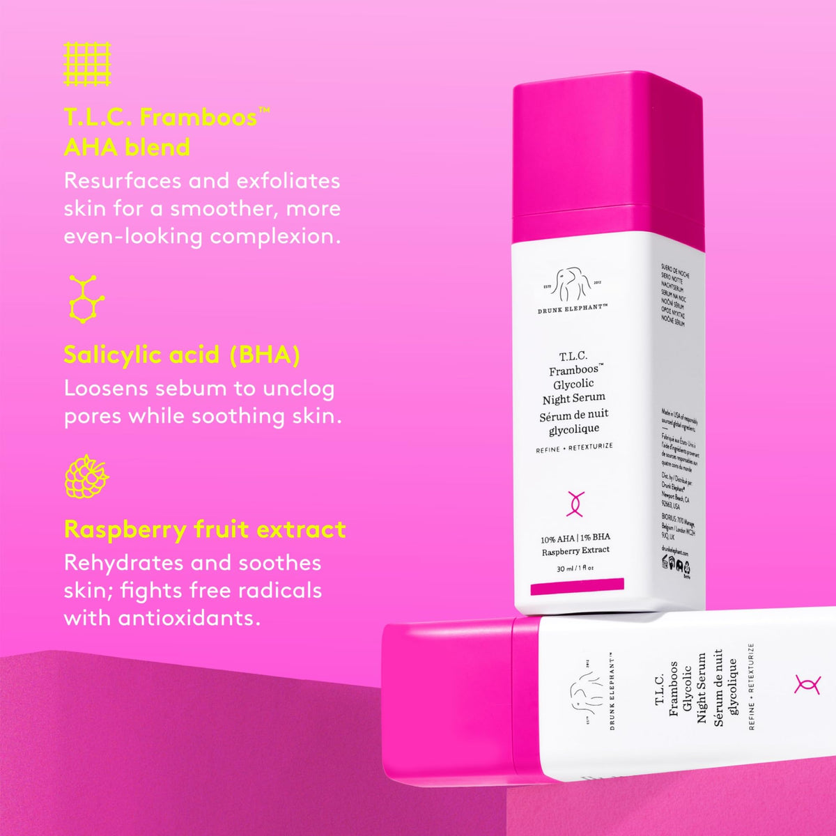 Drunk Elephant label close-up showing ingredients and clean-formulation promise