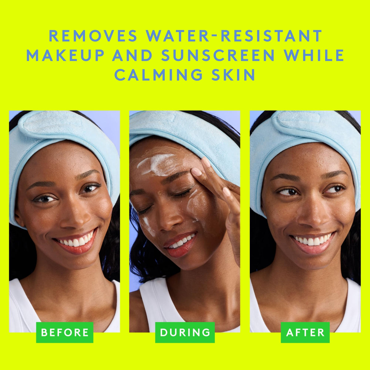 Drunk Elephant applying Mello Marula on wet skin demonstrating effective makeup removal