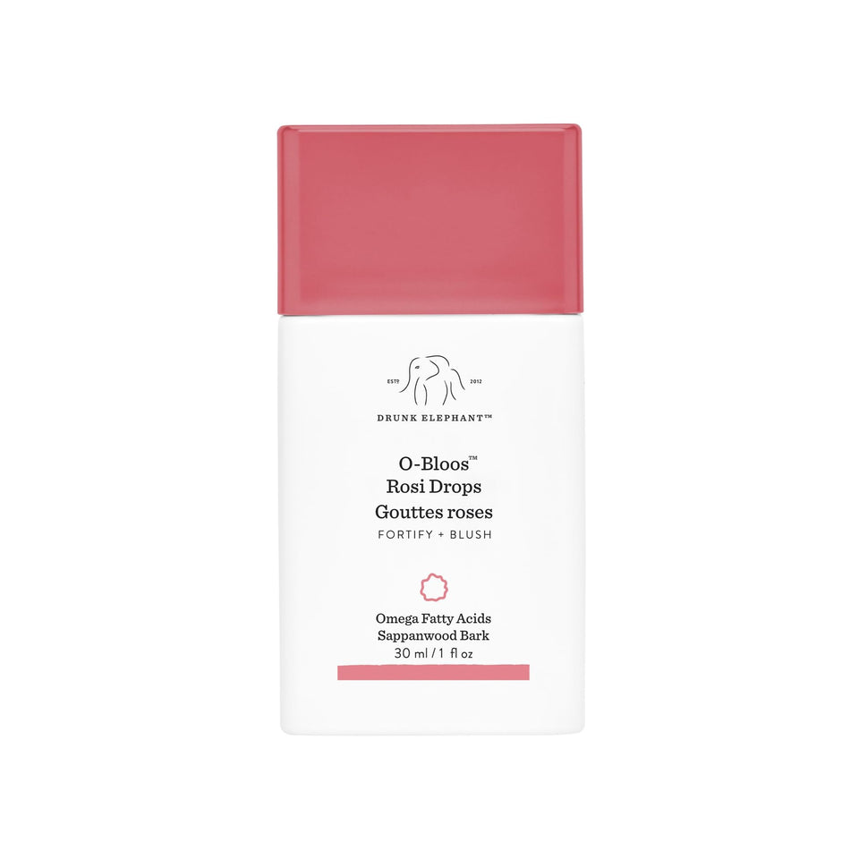 Drunk Elephant front bottle shot showing product and retail label benefit