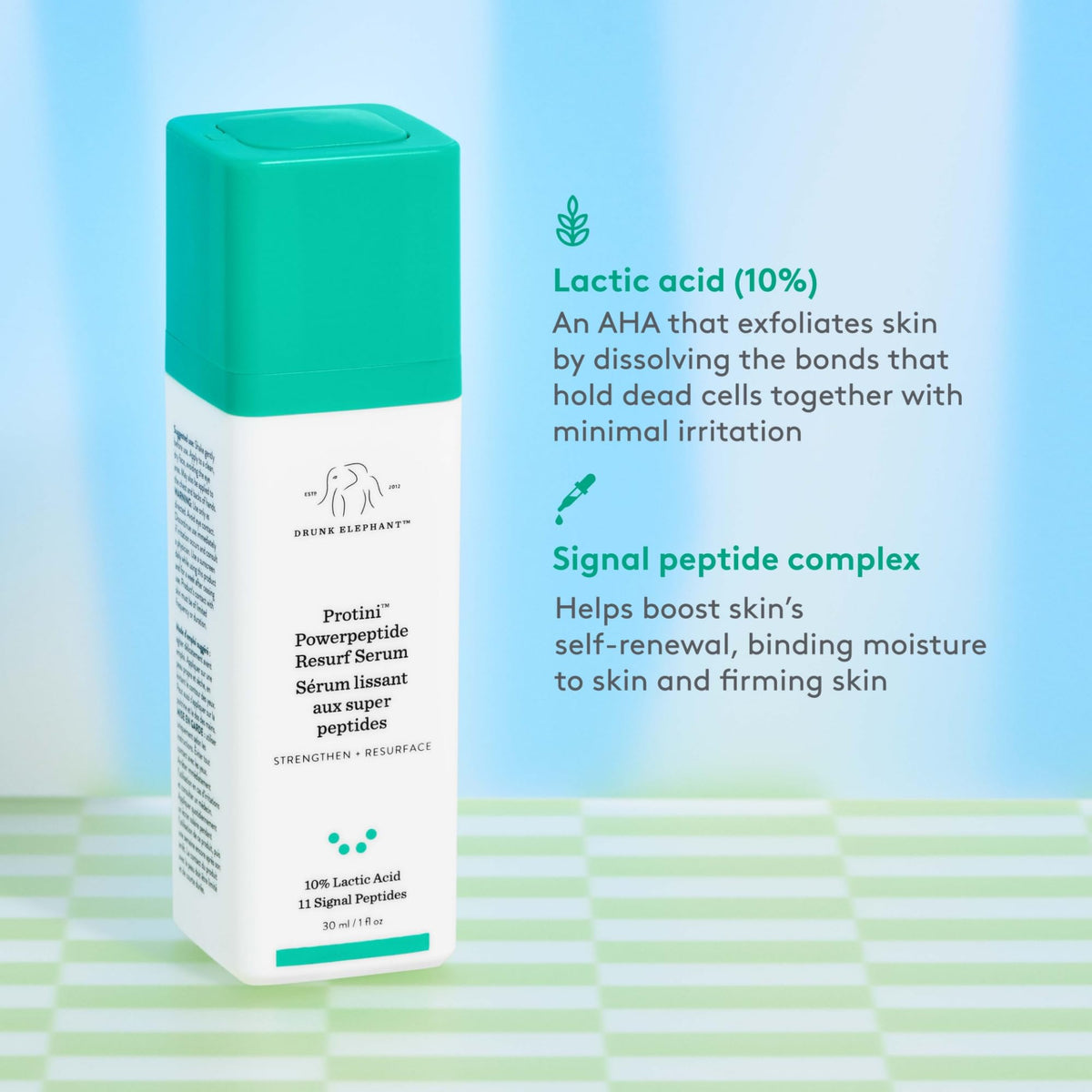 Drunk Elephant dropper dispensing serum showing easy application benefit