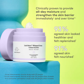 Drunk Elephant Lala Retro cream on hand showing rich moisture and smooth finish
