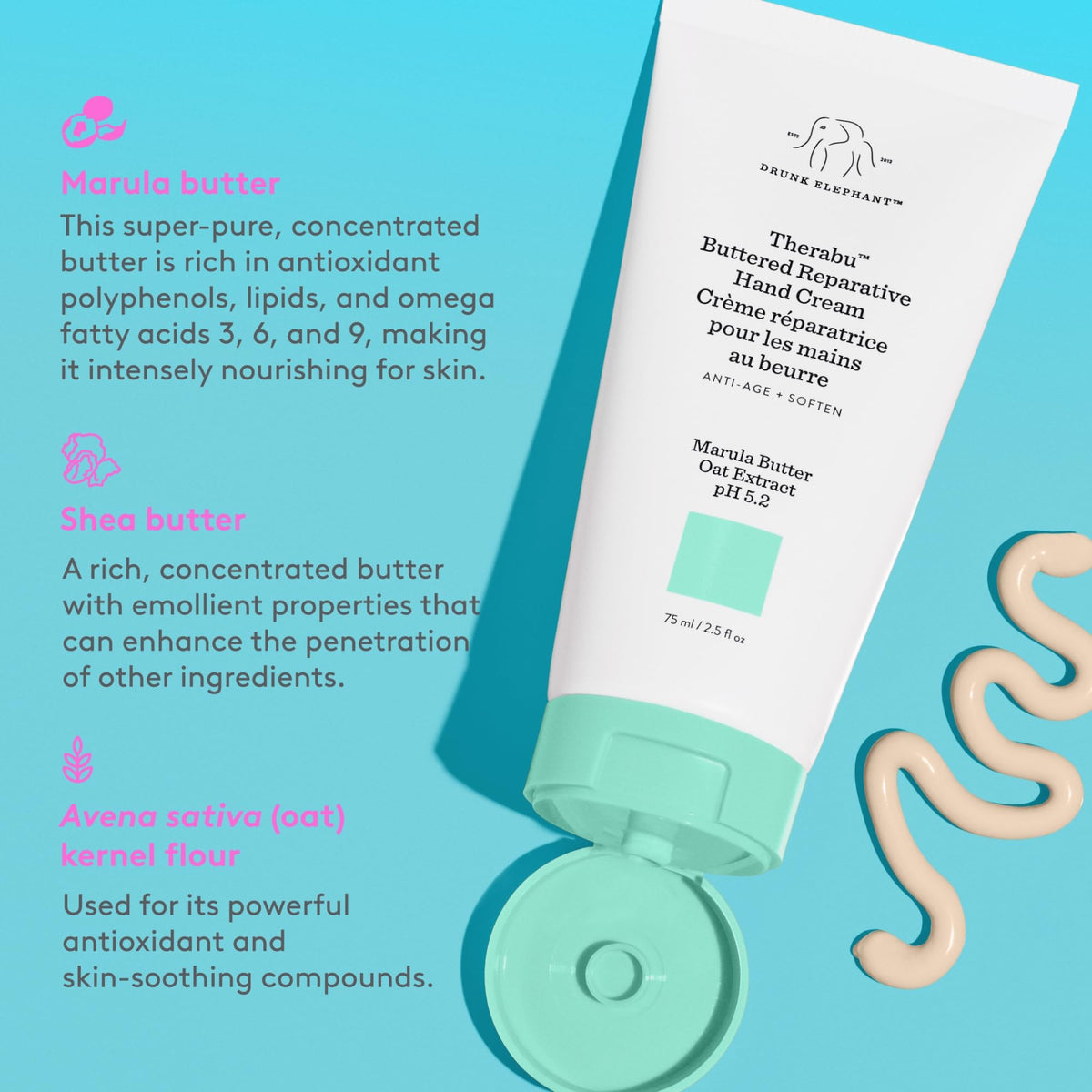 Drunk Elephant marula and oat visuals showing nourishing antioxidant benefits