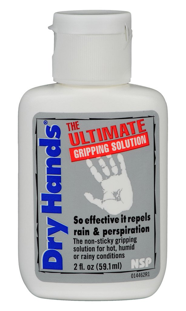 Dry Hands front packaging showing 2-ounce tube and portable grip solution