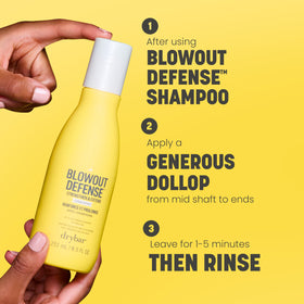 Drybar conditioner in hand showing scale and easy-to-dispense benefit