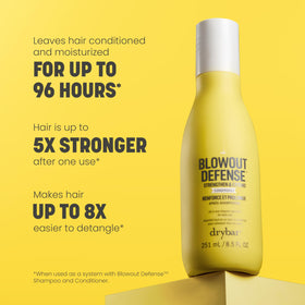 Drybar label close-up showing active ingredients and lightweight formula benefits