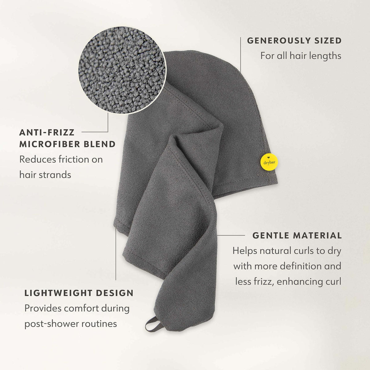 Drybar Dry Martini worn by model drying wet hair quickly and comfortably