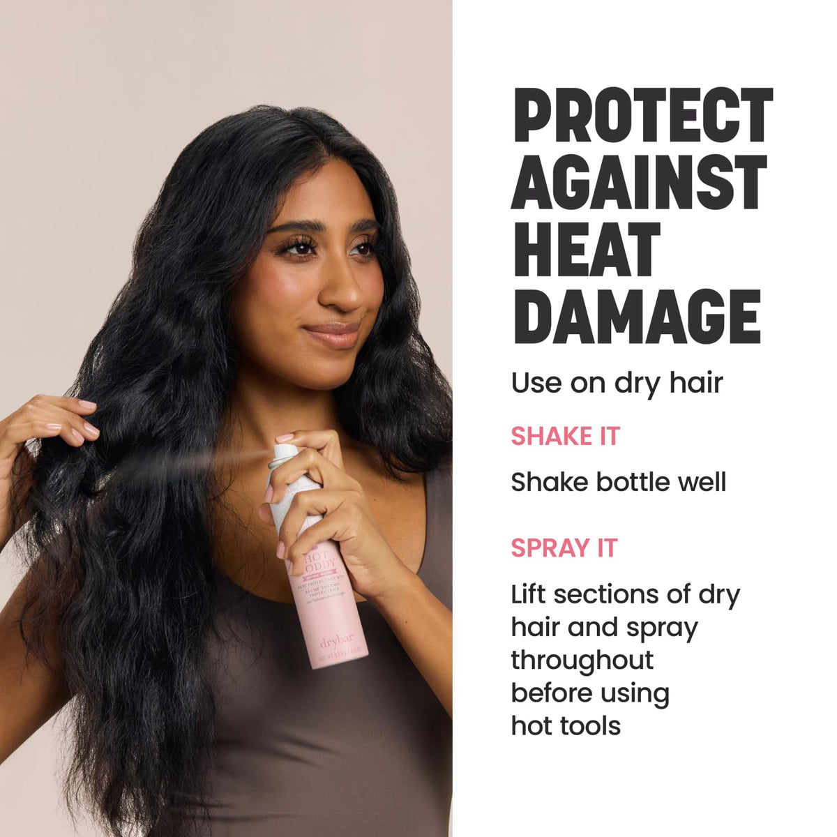 Drybar Hot Toddy on a bathroom shelf in a lifestyle setting signaling salon-quality routine