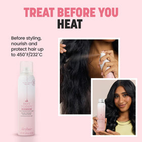 Drybar Hot Toddy spray nozzle close-up demonstrating even mist for lightweight heat protection