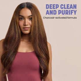 Drybar product label highlighting Noir fragrance notes and ingredient clarity benefit