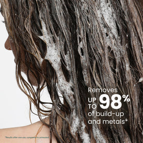 Drybar shampoo lather on palm demonstrating gentle cleansing and buildup removal