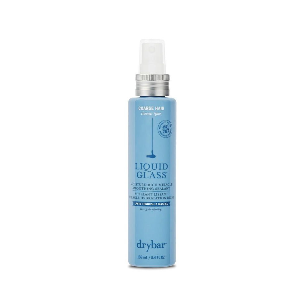 Drybar Liquid Glass front packaging showing product benefit and shine