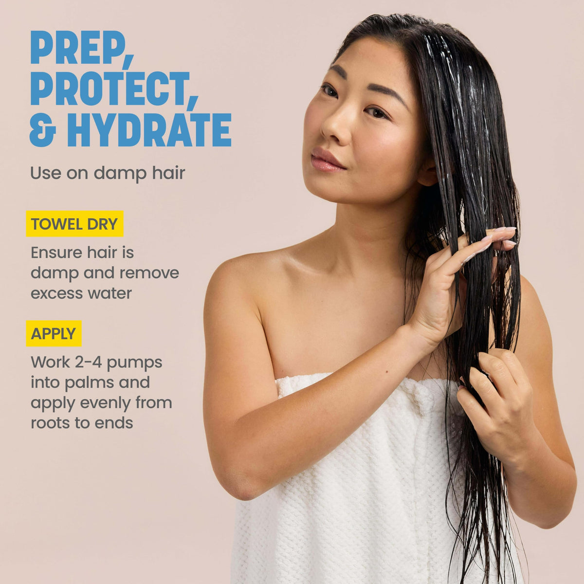 Drybar bottle next to hand illustrating travel-friendly size benefit