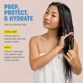 Drybar bottle next to hand illustrating travel-friendly size benefit