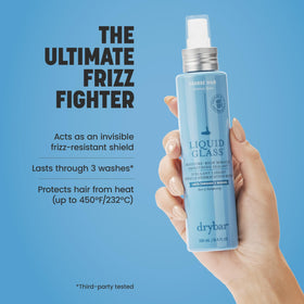Drybar Liquid Glass texture on hand illustrating lightweight hydration