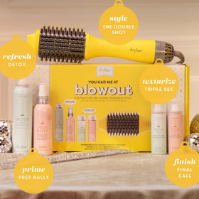 Drybar Prep Rally closeup label showing detangler benefit for smoother brushing
