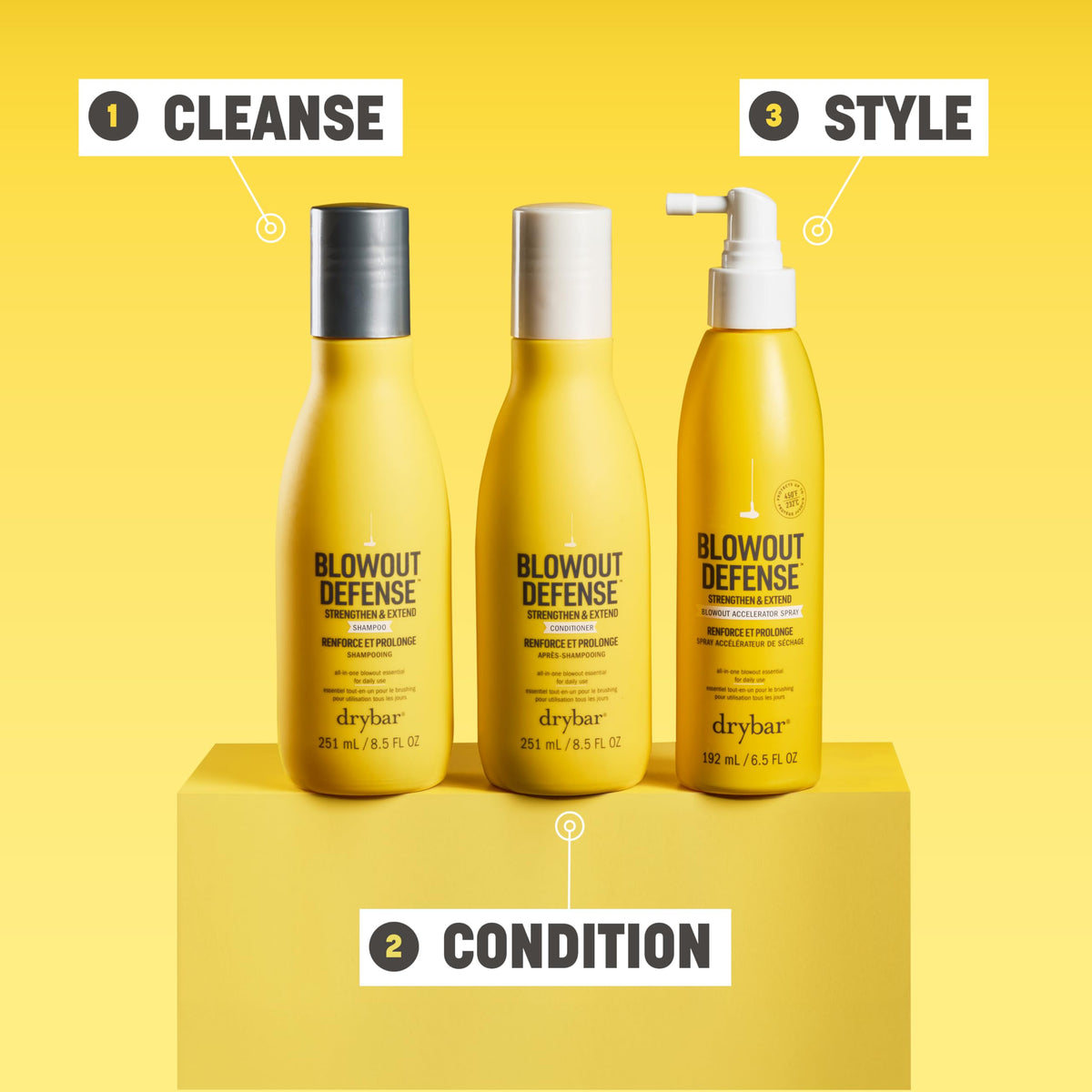 Drybar before and after blowout hair photo, illustrates smoother longer-lasting style