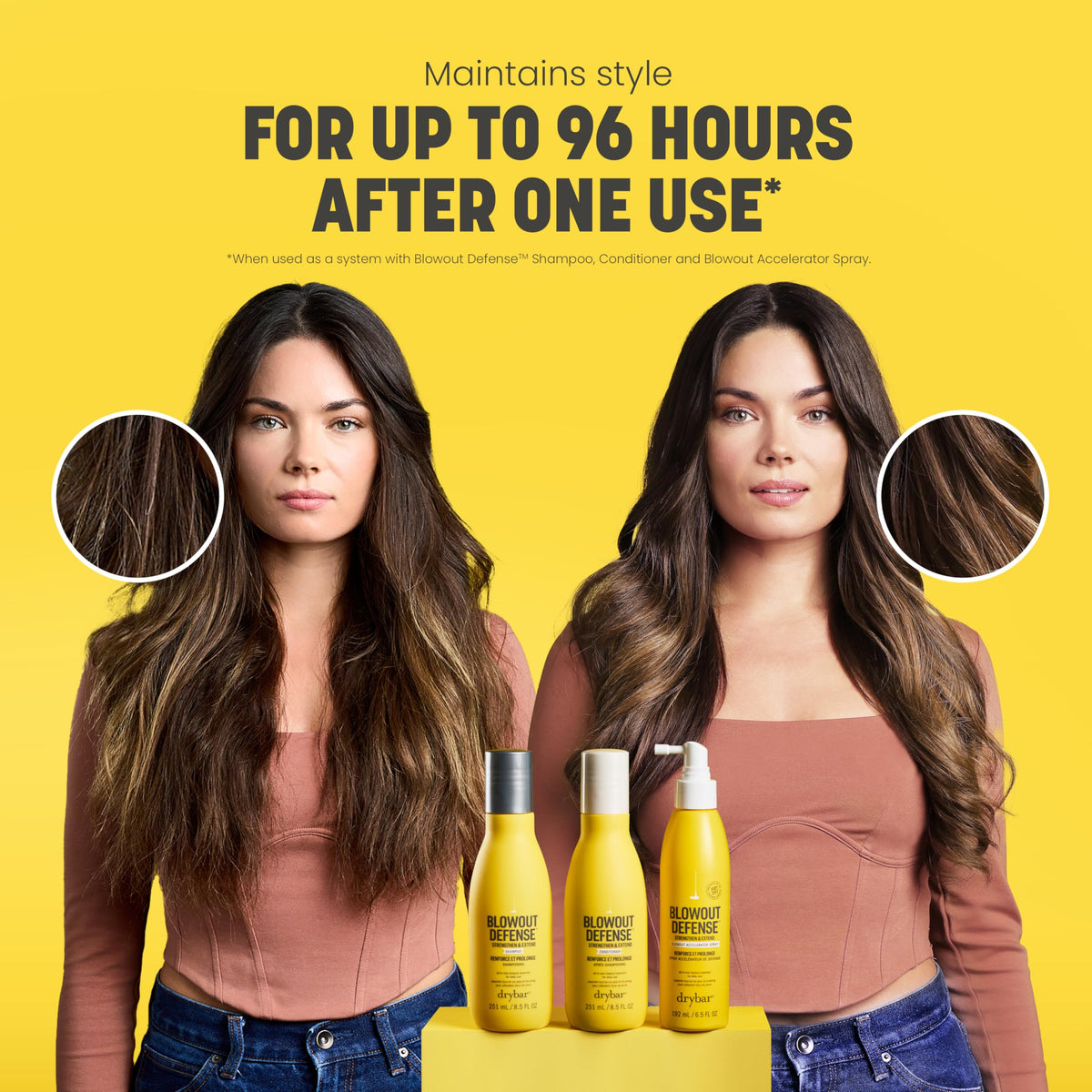 Drybar pump and label detail, shows clear product information and ease of use
