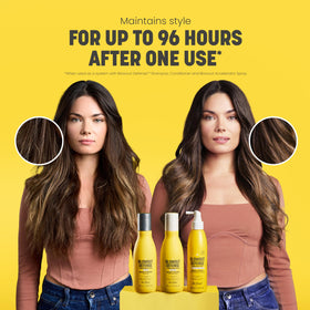 Drybar pump and label detail, shows clear product information and ease of use