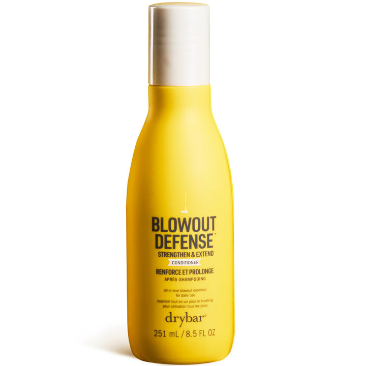 Drybar bottle front packaging showing product and benefit of long-lasting blowouts