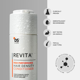 DS Laboratories conditioner on bathroom shelf in lifestyle scene for daily routine appeal