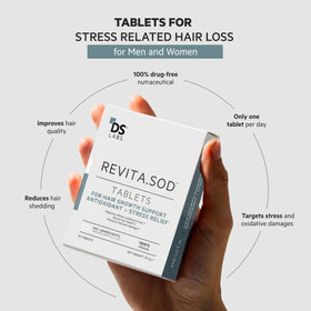 DS Laboratories close-up of single tablet highlighting smooth texture and compact size