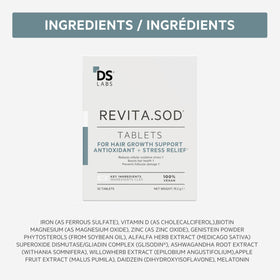DS Laboratories tablet with ingredient graphic emphasizing antioxidant and zinc support