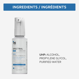 Lifestyle bathroom shelf with DS Laboratories bottle suggesting daily routine convenience