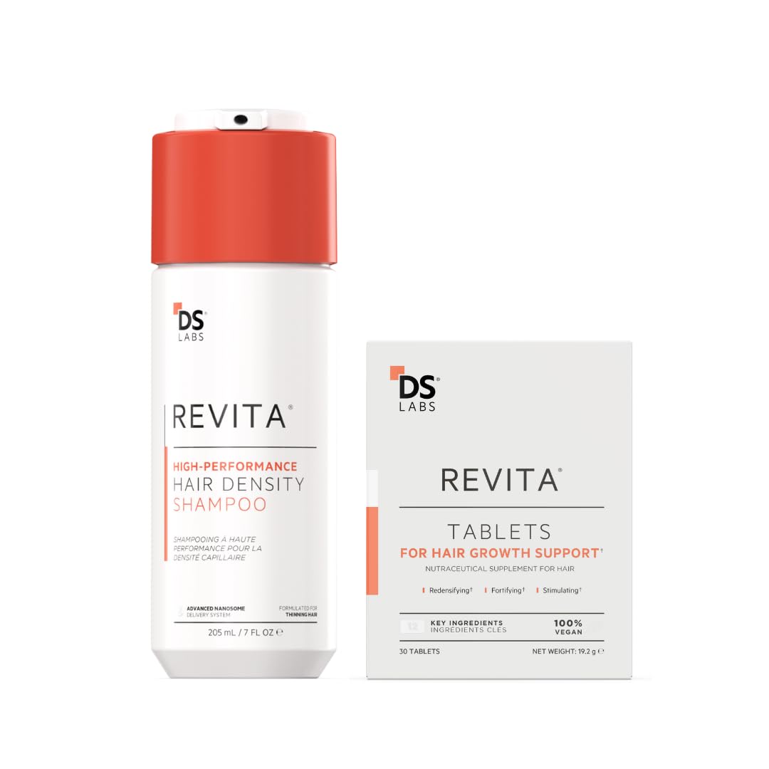 DS Laboratories kit front packaging showing both shampoo and tablets for balanced hair care